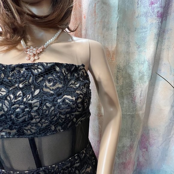 📌Alex B Sexy Lace Straps or Strapless Formal - Prom Dress Waistline Transparent - Picture 7 of 16